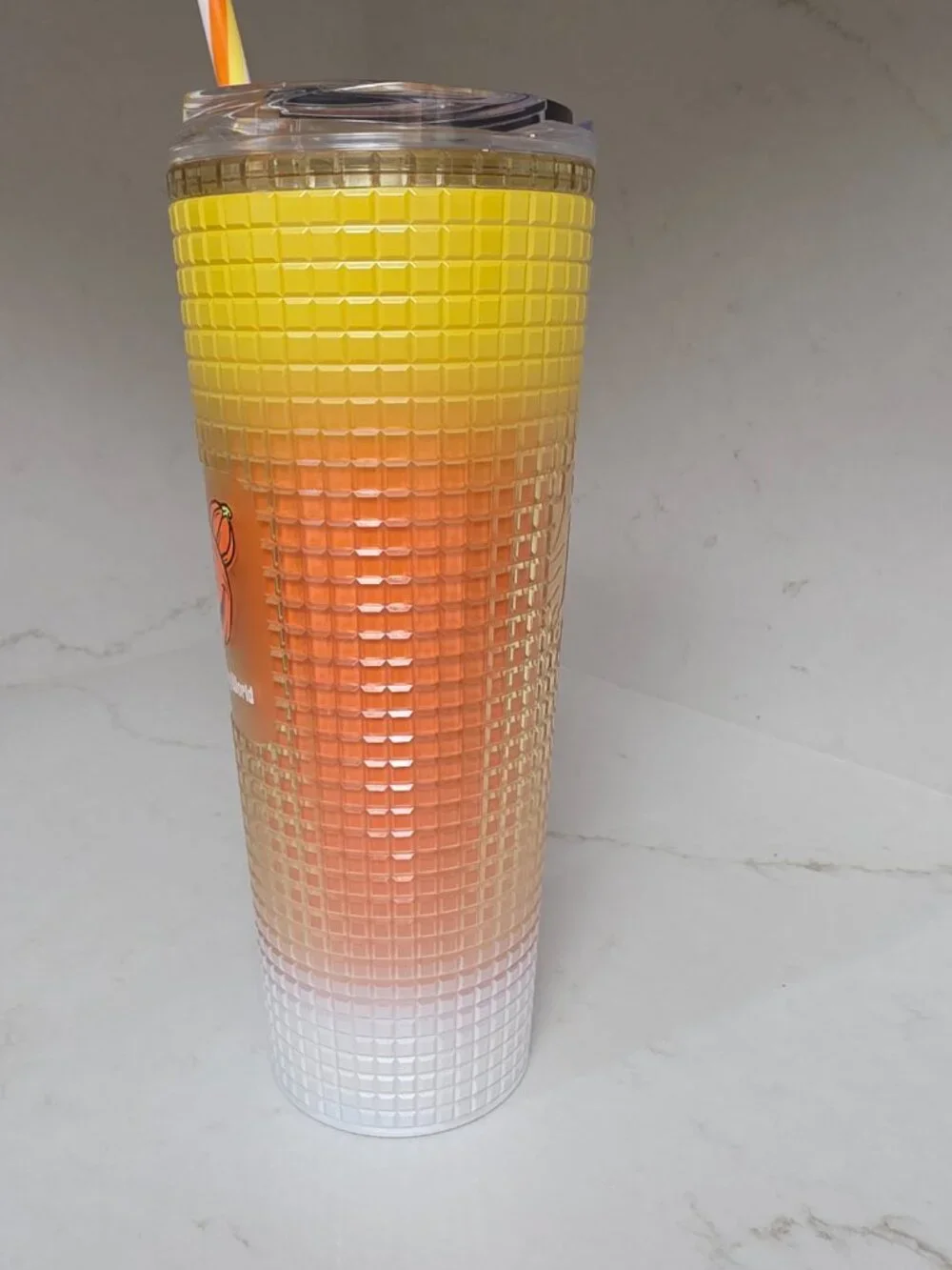 isney World Starbucks Candy Corn Grid Tumbler Halloween Mickey Pumpkin 24oz